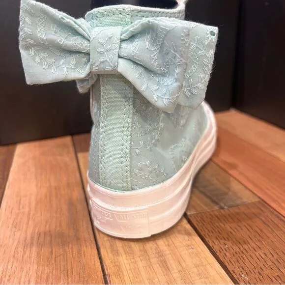 NEW Women's Converse Chuck 70 Bow Mint Green Embroidered Floral Paisley Sneakers