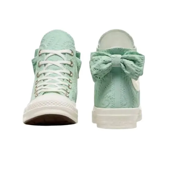 NEW Women's Converse Chuck 70 Bow Mint Green Embroidered Floral Paisley Sneakers