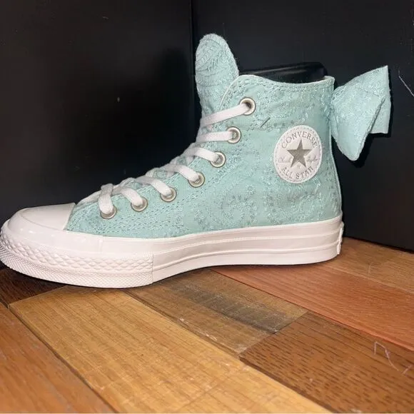 NEW Women's Converse Chuck 70 Bow Mint Green Embroidered Floral Paisley Sneakers