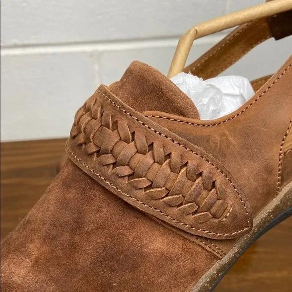 NIB Aetrex Women's Leni Leather Tobacco Brown Slingback Clog Shoes DM332 EU40
