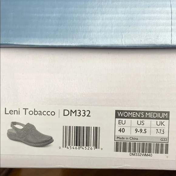 NIB Aetrex Women's Leni Leather Tobacco Brown Slingback Clog Shoes DM332 EU40