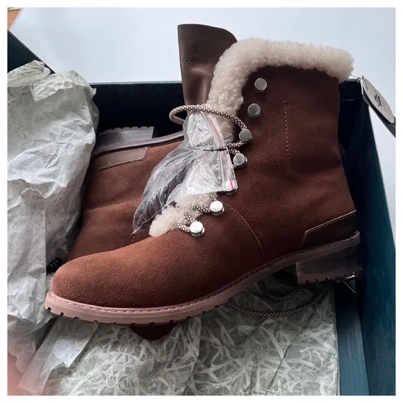 NIB EMU Australia Wool, Suede, WATERPROOF, Billington Suede Lace Up Warm Boots 7