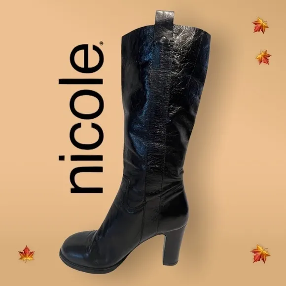 Nicole BLACK leather boots size 9.5