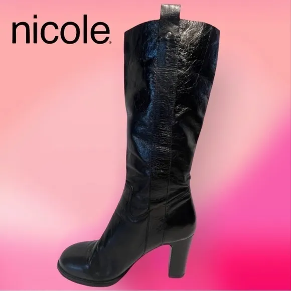 Nicole BLACK leather boots size 9.5