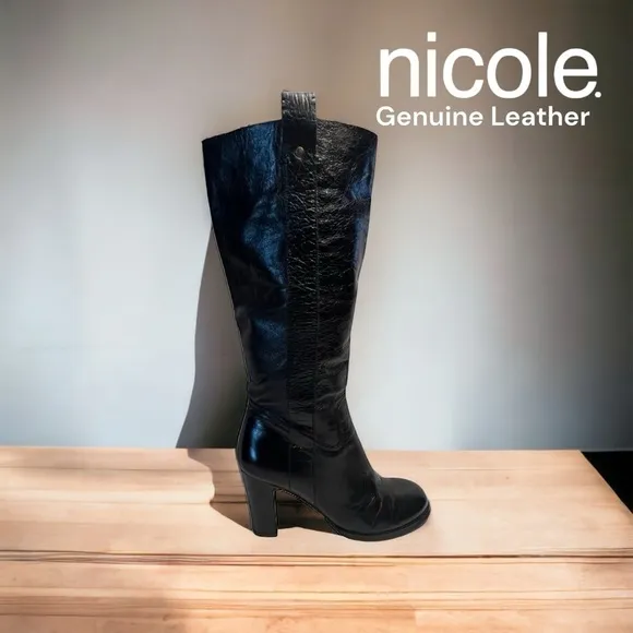 Nicole BLACK leather boots size 9.5