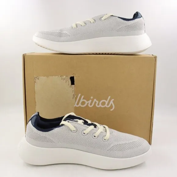 NIDB Allbirds Men's Tree Runner Go Sneakers in Light Grey/True Navy US 11