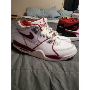 Nike Air Flight 89 Basketball‎ Shoes Sz 6.5Y 306252-105 White Red Leather Shoe