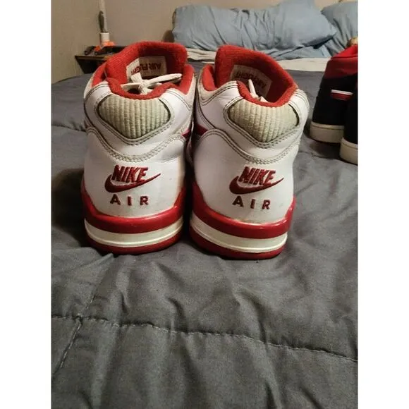Nike Air Flight 89 Basketball‎ Shoes Sz 6.5Y 306252-105 White Red Leather Shoe