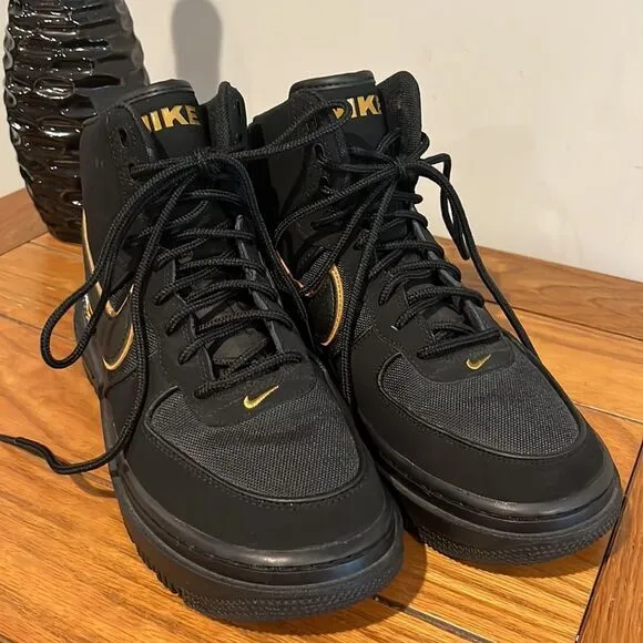 Nike Air Force I Boot Cordura Black Gold Men’s size 6.5.