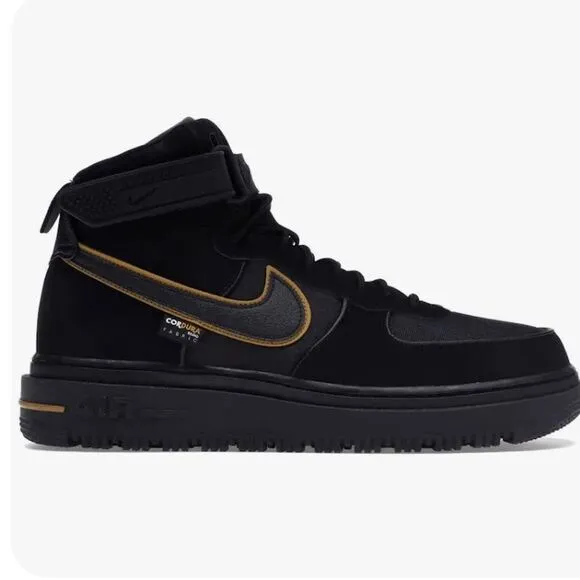 Nike Air Force I Boot Cordura Black Gold Men’s size 6.5.