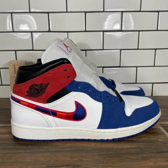 Nike Air Jordan 1 Mid SE Mens Size 10.5 Shoes Multicolored Swoosh Sneakers