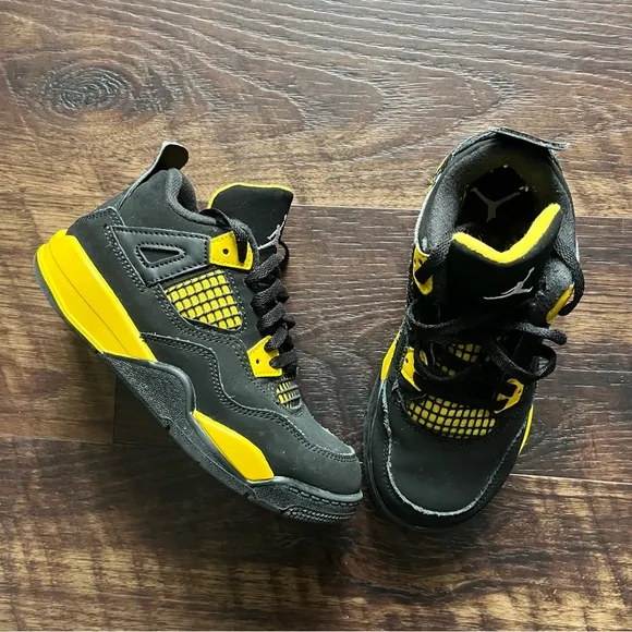 Nike air jordan 4 retro IV BQ7669-017 black yellow thunder sneakers shoes 13C
