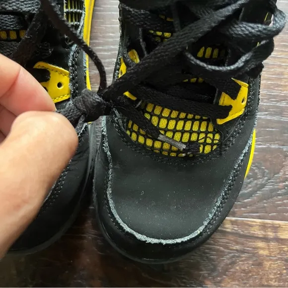 Nike air jordan 4 retro IV BQ7669-017 black yellow thunder sneakers shoes 13C