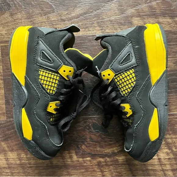 Nike air jordan 4 retro IV BQ7669-017 black yellow thunder sneakers shoes 13C