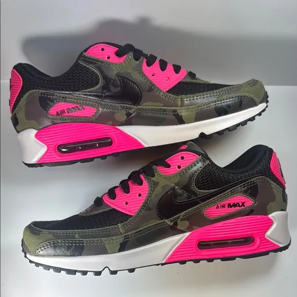 Nike Air Max 90 Camo Pack Sequoia Black Hyper Pink Men’s Size 8.5 Sneakers
