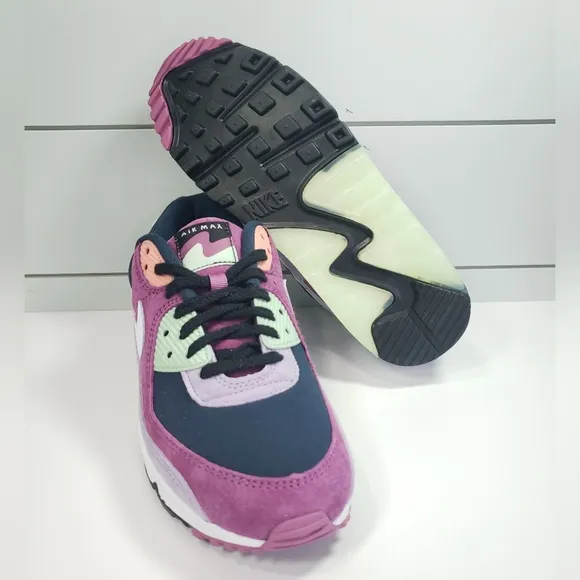 Nike Air Max 90 NRG Light Bordeaux Armory Navy DM0035-500 Suede Running Shoes 9
