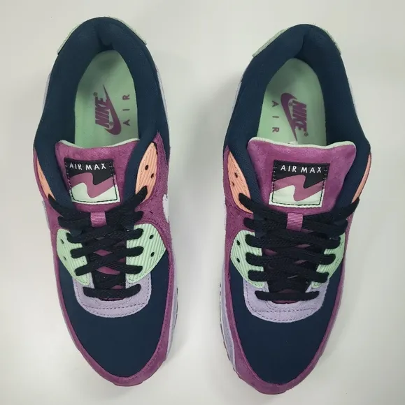 Nike Air Max 90 NRG Light Bordeaux Armory Navy DM0035-500 Suede Running Shoes 9