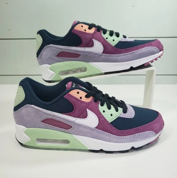 Nike Air Max 90 NRG Light Bordeaux Armory Navy DM0035-500 Suede Running Shoes 9