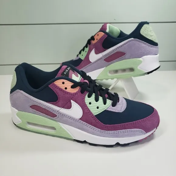 Nike Air Max 90 NRG Light Bordeaux Armory Navy DM0035-500 Suede Running Shoes 9
