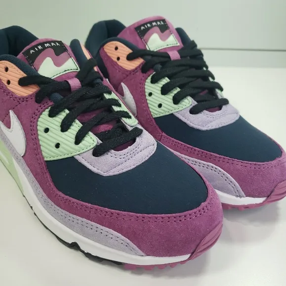 Nike Air Max 90 NRG Light Bordeaux Armory Navy DM0035-500 Suede Running Shoes 9