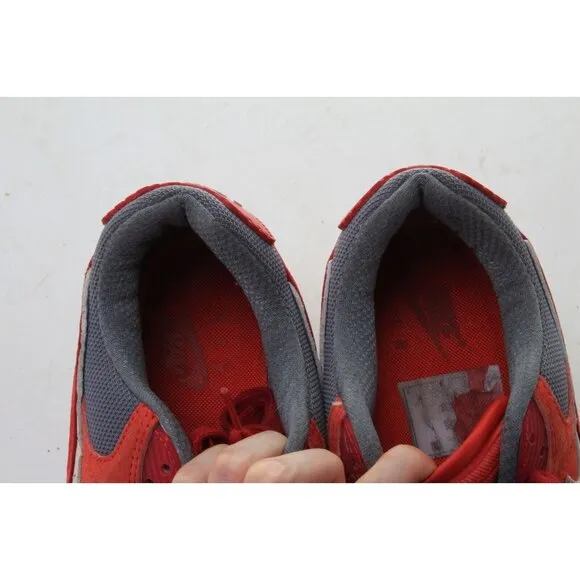 Nike Air Max 90 Prm Premium Sneakers Shoes Orange Red Mens Size 9.5 EU 43