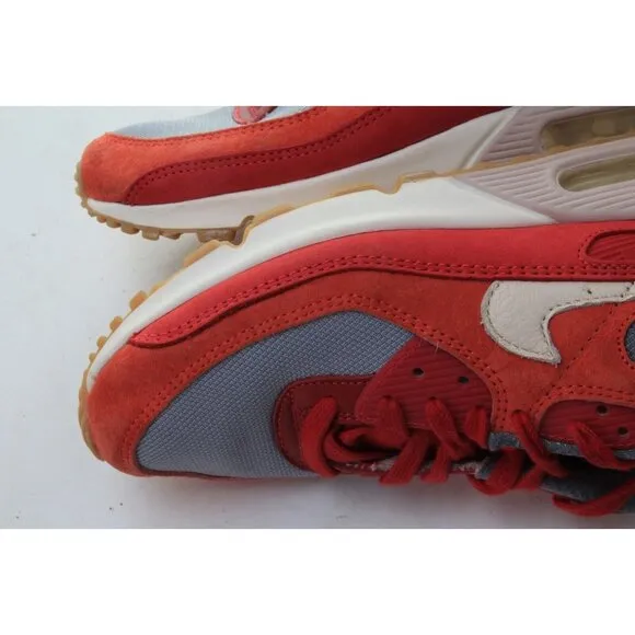 Nike Air Max 90 Prm Premium Sneakers Shoes Orange Red Mens Size 9.5 EU 43