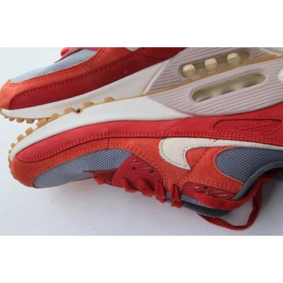 Nike Air Max 90 Prm Premium Sneakers Shoes Orange Red Mens Size 9.5 EU 43