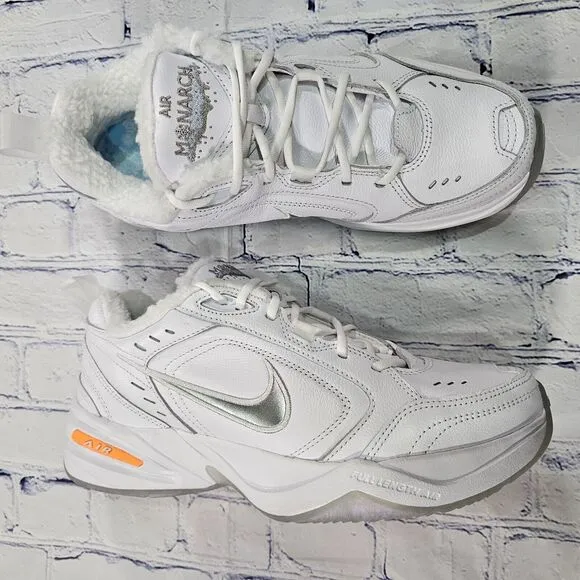 Nike Air Monarch IV PRM Snow Day White Orange Shoes AV6676 100 MENS SIZE 9.5
