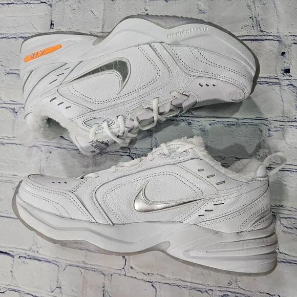 Nike Air Monarch IV PRM Snow Day White Orange Shoes AV6676 100 MENS SIZE 9.5