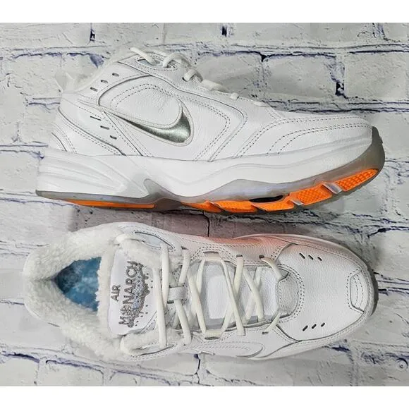 Nike Air Monarch IV PRM Snow Day White Orange Shoes AV6676 100 MENS SIZE 9.5