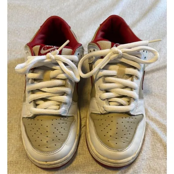 Nike Air Size 8.5 Women Dunk Low Pro Light Stone Varsity Red 302517-161 Used Y2K