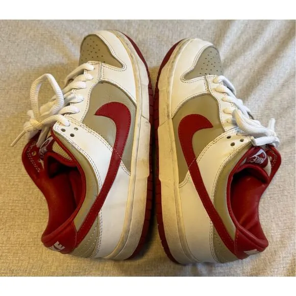 Nike Air Size 8.5 Women Dunk Low Pro Light Stone Varsity Red 302517-161 Used Y2K