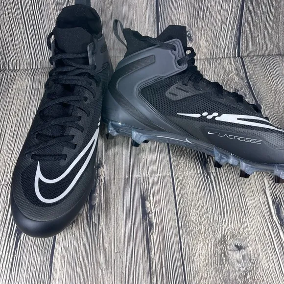 Nike Alpha Huarache 8 Elite Lacrosse Cleats Black/Smoke GREY MENS CW4440-011