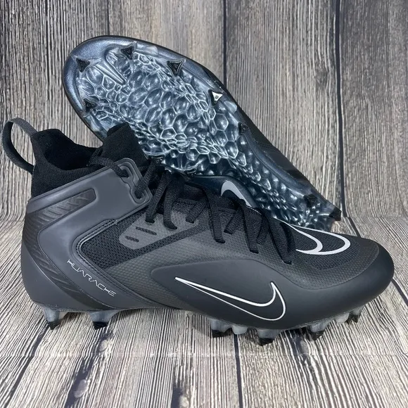 Nike Alpha Huarache 8 Elite Lacrosse Cleats Black/Smoke GREY MENS CW4440-011