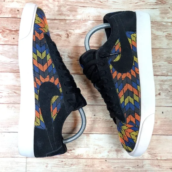 Nike Blazer Low N7 Black Orange Yellow Blue Aztec Design Men's Size 6.5