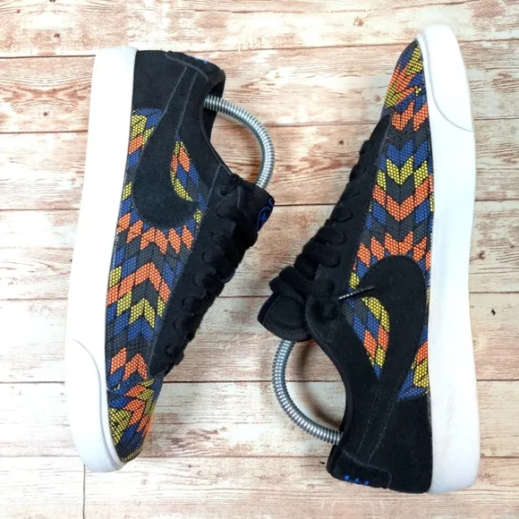Nike Blazer Low N7 Black Orange Yellow Blue Aztec Design Men's Size 6.5
