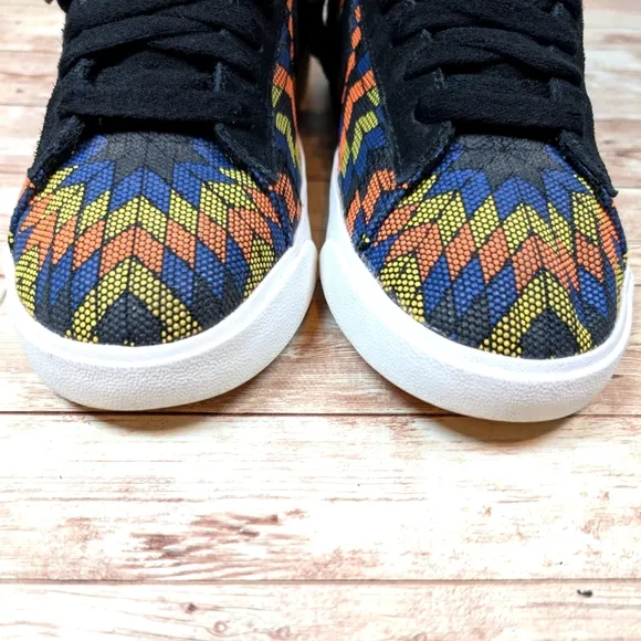 Nike Blazer Low N7 Black Orange Yellow Blue Aztec Design Men's Size 6.5