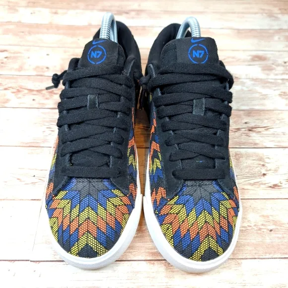 Nike Blazer Low N7 Black Orange Yellow Blue Aztec Design Men's Size 6.5