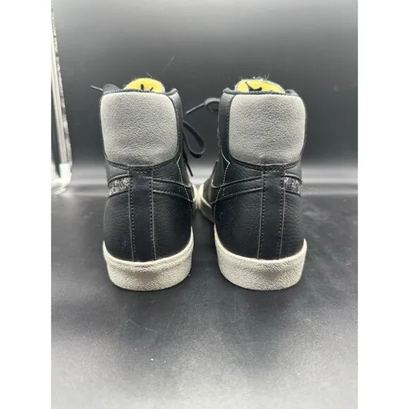 Nike Blazer Mid 77 Recycled Black Grey Wool Logo Casual Shoes Mens Size 10.5 EUC