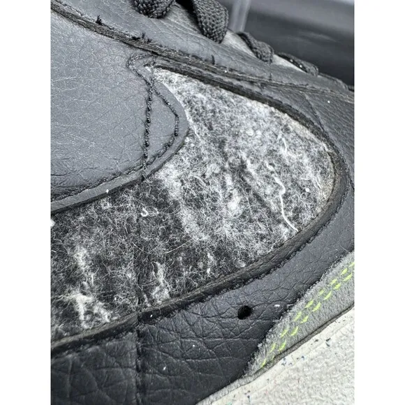 Nike Blazer Mid 77 Recycled Black Grey Wool Logo Casual Shoes Mens Size 10.5 EUC