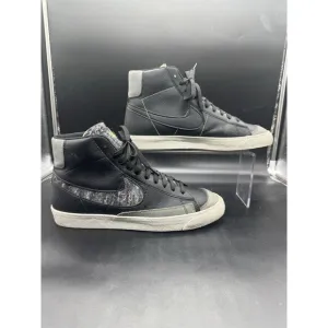Nike Blazer Mid 77 Recycled Black Grey Wool Logo Casual Shoes Mens Size 10.5 EUC