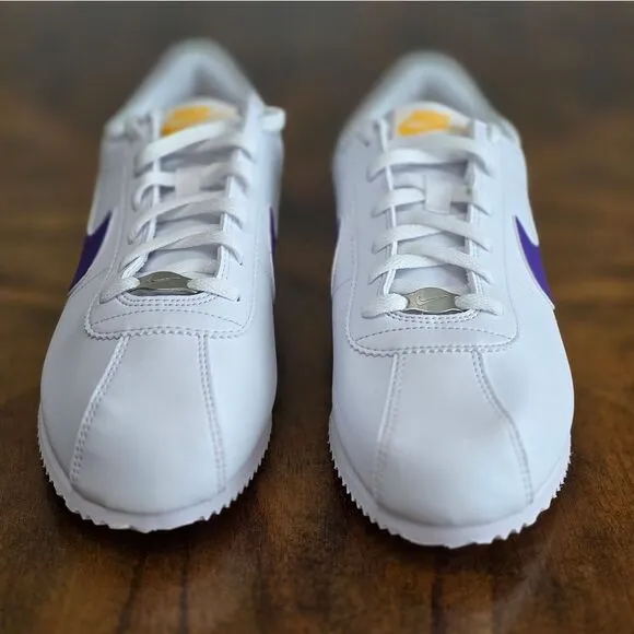 Nike Cortez Leather Los Angeles Lakers Shoes Men's 7 White Purple Gold New LE