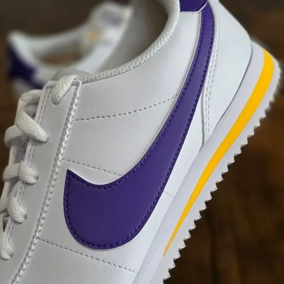 Nike Cortez Leather Los Angeles Lakers Shoes Men's 7 White Purple Gold New LE