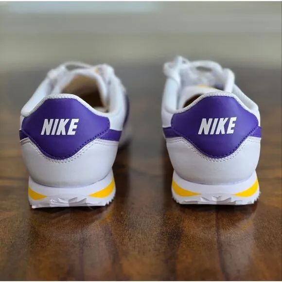 Nike Cortez Leather Los Angeles Lakers Shoes Men's 7 White Purple Gold New LE