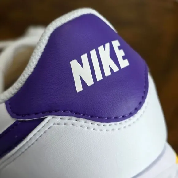 Nike Cortez Leather Los Angeles Lakers Shoes Men's 7 White Purple Gold New LE
