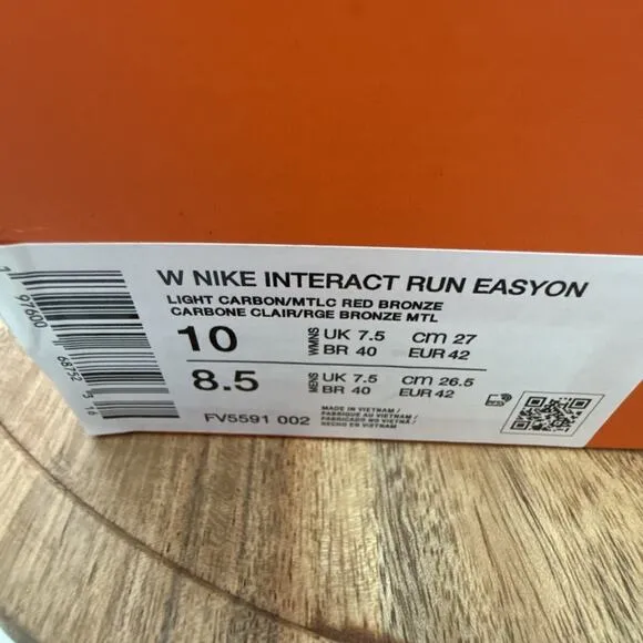 Nike Interact Run Easyon Sneakers Wmns Sz 10 Men's 8.5 Shoes Light FV5591-002