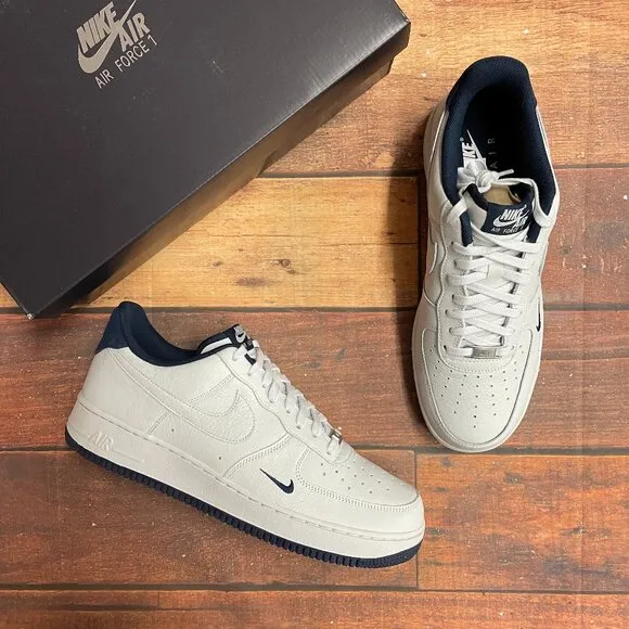 Nike Men's Air Force 1 '07 LV8 &quot;White Navy&quot; Casual Shoes