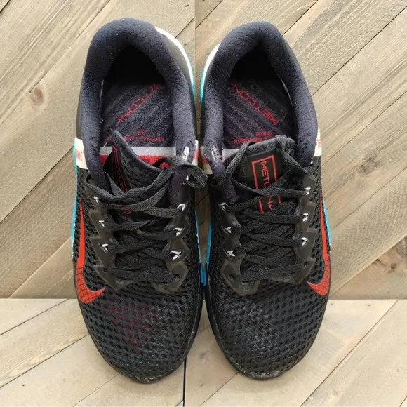 Nike Metcon 6 Gym Training Shoes Womens Size 7.5 Black White Red Blue Sneakers