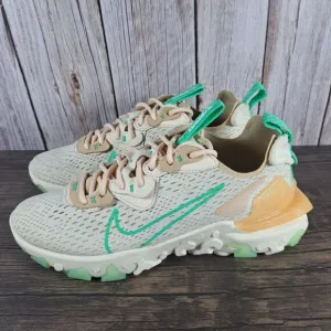 Nike NSW React Vision Lace Up Sneaker Women's Sz 7 Pearl White Green Glow Sesame