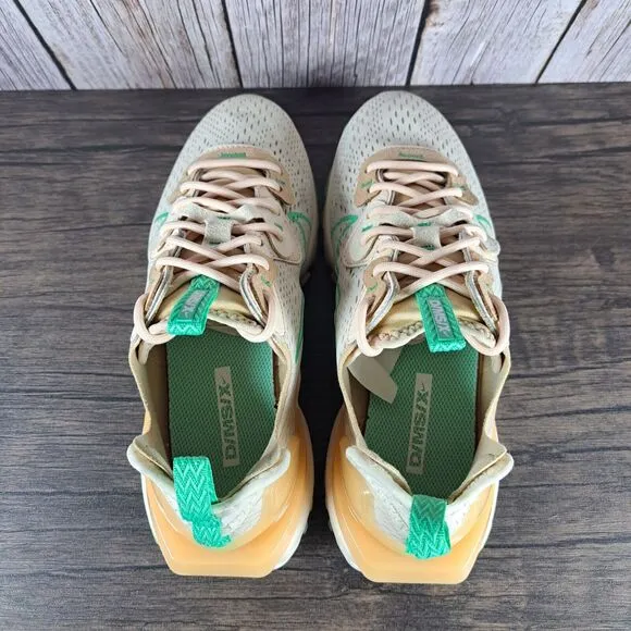 Nike NSW React Vision Lace Up Sneaker Women's Sz 7 Pearl White Green Glow Sesame